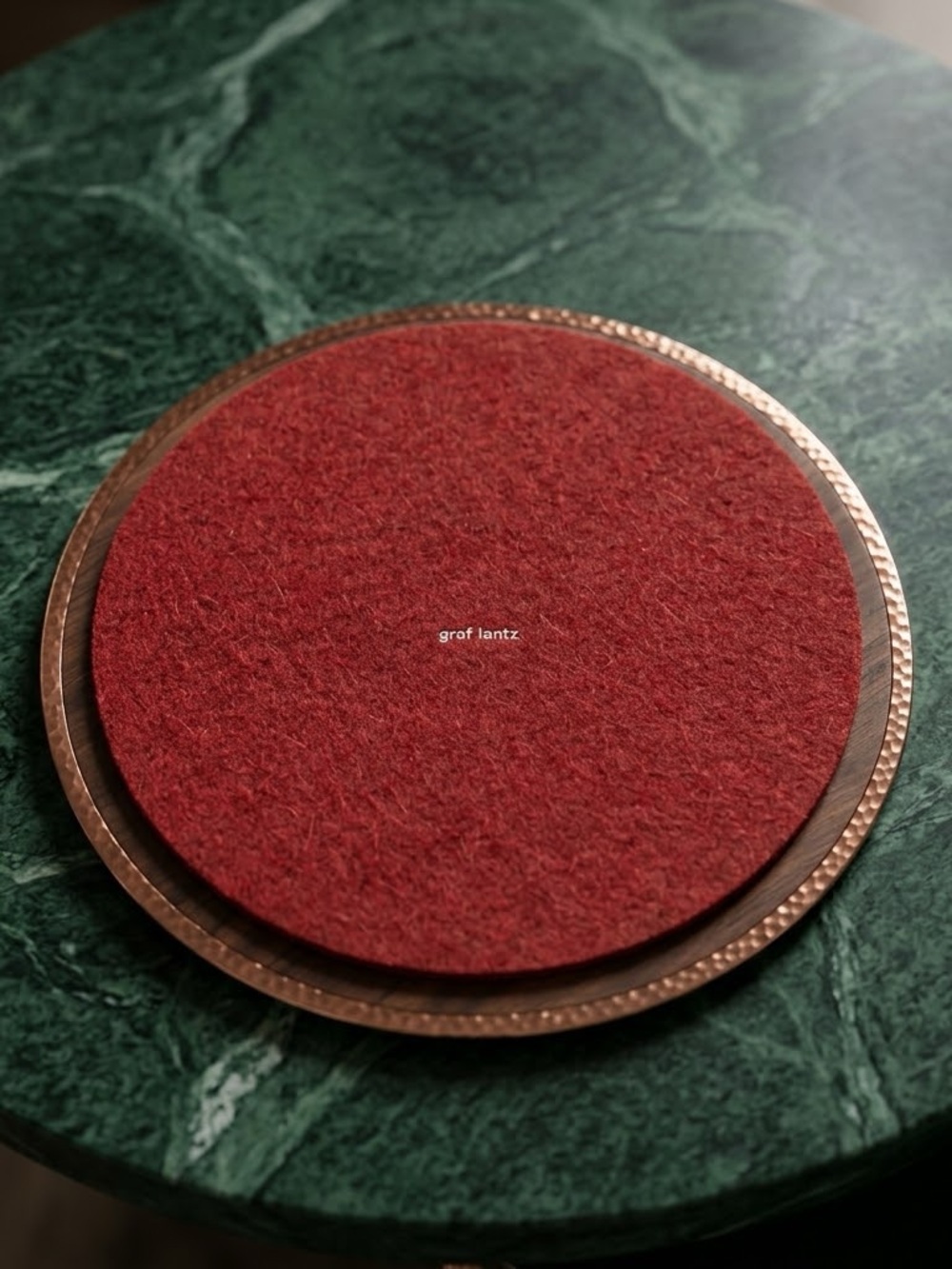 Graf Lantz 10” Merino Wool Felt Trivet Garnet Red Holiday Table Decor NWT